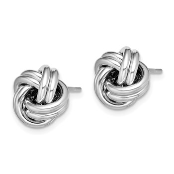 Sterling Silver Rhodium Plated Polished Love Knot Post Earrings — alternate view