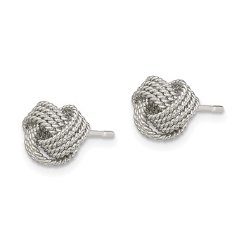 Sterling Silver Rhodium-plated Textured Love Knot Post Earrings — alternate view