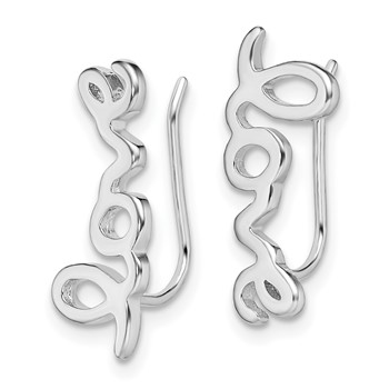 Sterling Silver Rhodium-plated Polished LOVE Ear Climber Earrings — alternate view