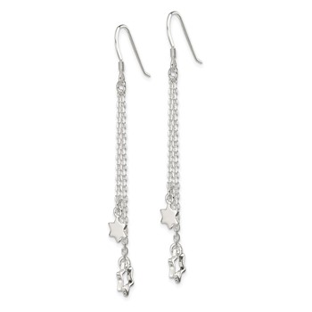 Sterling Silver Polished Star of David Chain Dangle Earrings — alternate view