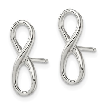 Sterling Silver Rhodium-plated Polished Infinity Knot Post Earrings — alternate view
