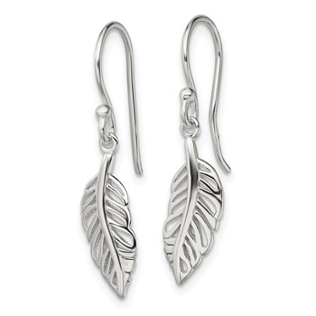 Sterling Silver Leaf Dangle Earrings — alternate view