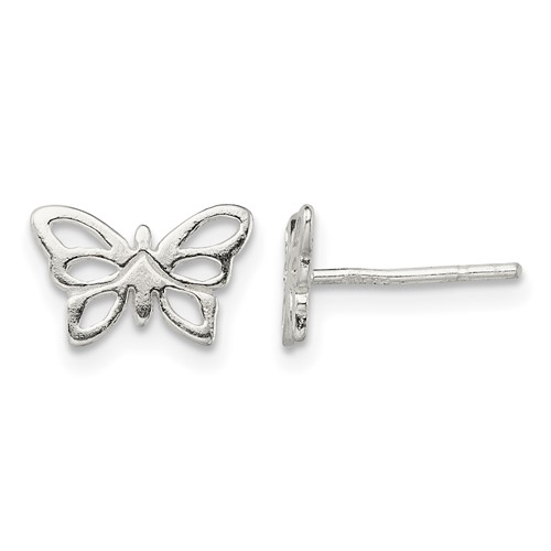 Sterling Silver Polished Butterfly Post Earrings