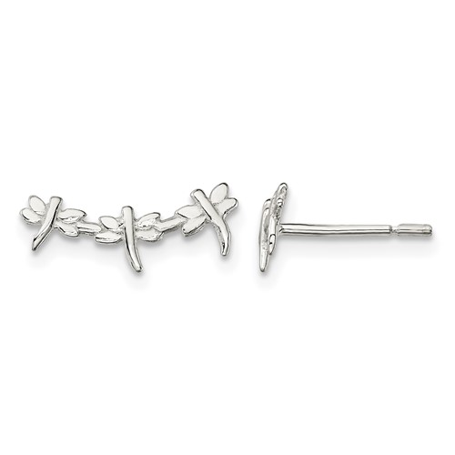 Sterling Silver Polished Dragonfly Post Earrings