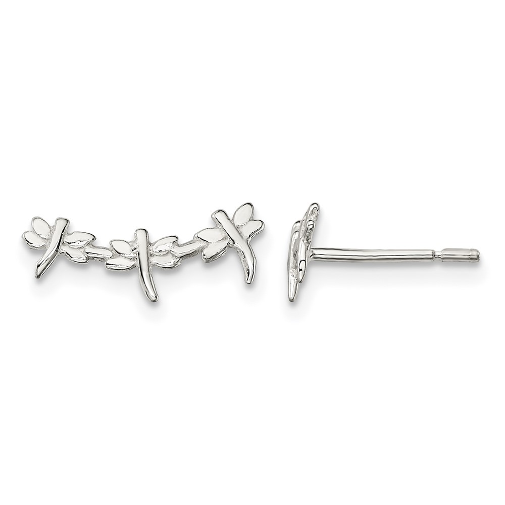 Sterling Silver Polished Dragonfly Post Earrings