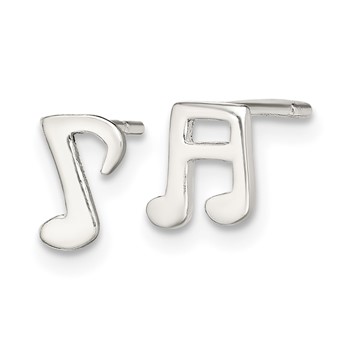 Sterling Silver Polished Left and Right Music Notes Post Earrings — alternate view