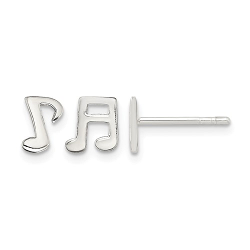 Sterling Silver Polished Left and Right Music Notes Post Earrings