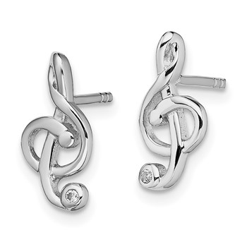 Sterling Silver Rhodium-plated CZ Fancy Post Earrings — alternate view