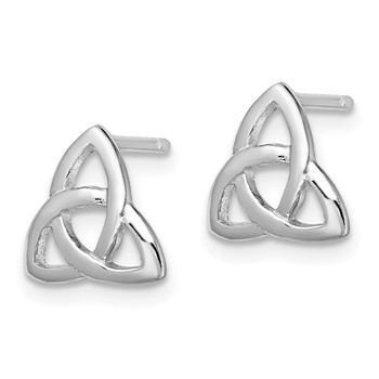 Sterling Silver Rhodium-plated Polished Celtic Knot Post Earrings — alternate view