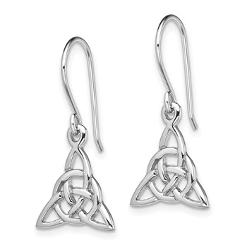 Sterling Silver Rhodium-plated Polished Trinity Knot Dangle Earrings — alternate view