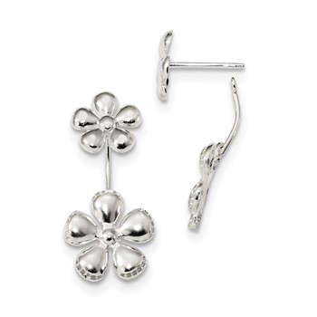 Sterling Silver Front & Back Polished Flower Earrings