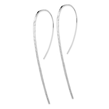 Sterling Silver Rhodium-plated Polished Textured Threader Earrings — alternate view