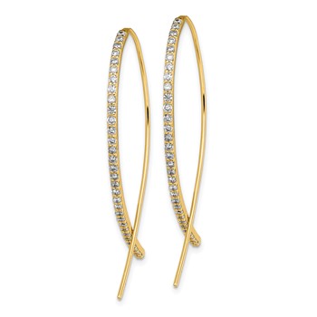 Sterling Silver Gold-tone CZ Threader Earrings — alternate view