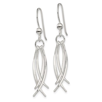 Sterling Silver Polished & Curved Design Dangle Earrings — alternate view