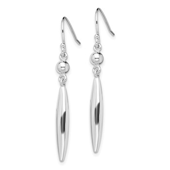 Sterling Silver Polished Bead & Elongated Oval Dangle Earrings — alternate view