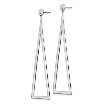 Sterling Silver Rhodium-plated Polished Triangle Post Dangle Earrings — alternate view