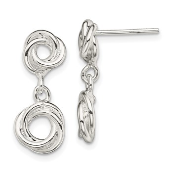Sterling Silver Rhodium-plated Knot Polished Dangle Earrings