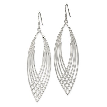 Sterling Silver Polished Fancy Dangle Shepherd Hook Earrings — alternate view