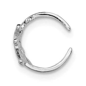 Sterling Silver Rhod-plated Polished & Textured Leaf Single Cuff Earring — alternate view