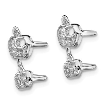 Sterling Silver Rhodium-plated CZ Double Apple Left Cuff Earring — alternate view