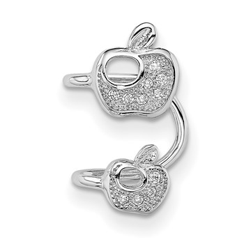 Sterling Silver Rhodium-plated CZ Double Apple Right Cuff Earring — alternate view