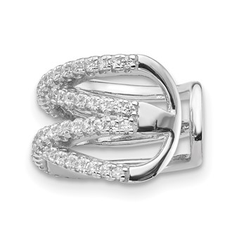 Sterling Silver Rhodium-plated Polished CZ Double 'X' Single Cuff Earring — alternate view