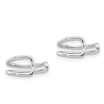 Sterling Silver Rhodium-plated Polished Adjustable Pair of Cuff Earrings — alternate view