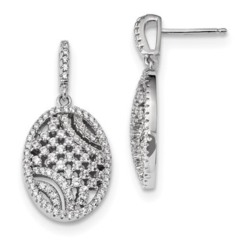 Pure Fire Sterling Silver Rhod-plated CZ Post Dangle Earrings