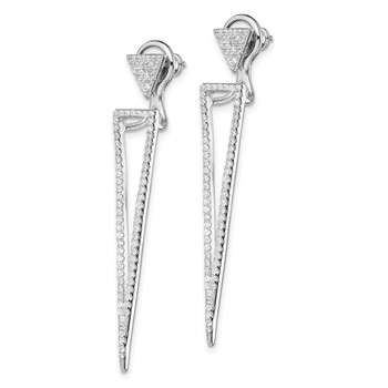 Sterling Silver Rhodium-plated CZ Front & Back Triangle Earrings — alternate view