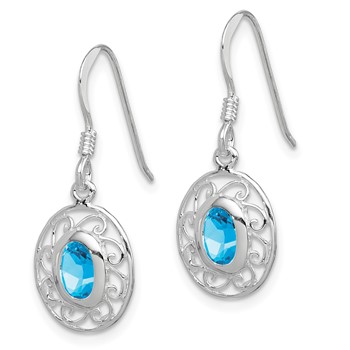 Sterling Silver Blue Topaz Fancy Dangle Earrings — alternate view