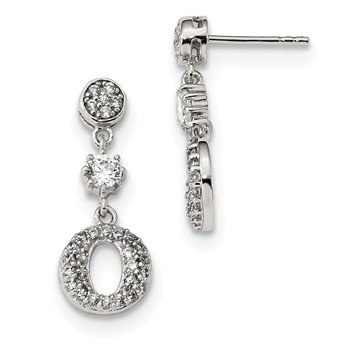 Sterling Silver Rhodium-plated CZ Circle Dangle Earrings