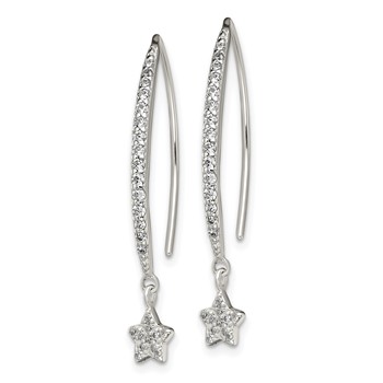 Sterling Silver Polished CZ Star Threader Earrings — alternate view