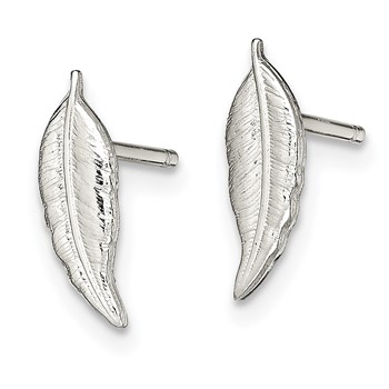Sterling Silver Polished Feather Post Earrings — alternate view