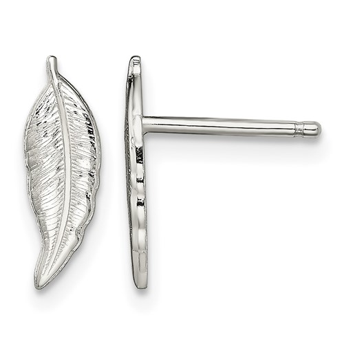 Sterling Silver Polished Feather Post Earrings