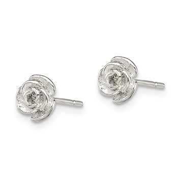 Sterling Silver Polished Rose Post Earrings — alternate view