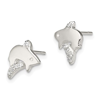 Sterling Silver Polished CZ Shark Post Earrings — alternate view