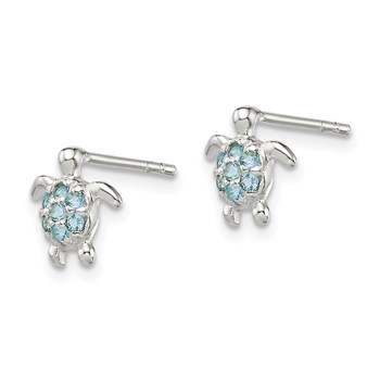 Sterling Silver CZ Turtle Post Earrings — alternate view