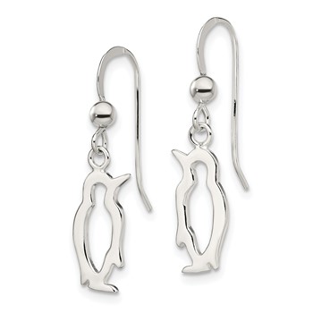 Sterling Silver Penguin Shepherd Hook Earrings — alternate view