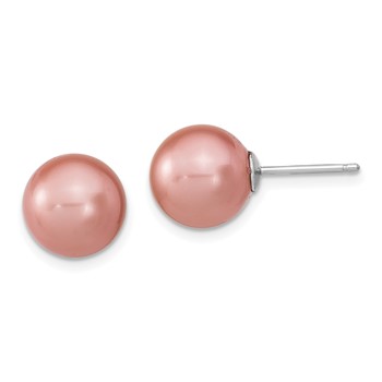 Sterling Silver Rh-pl 10-11mm Wht/Pink Imitation Shell Pearl 3 Earring Set — alternate view