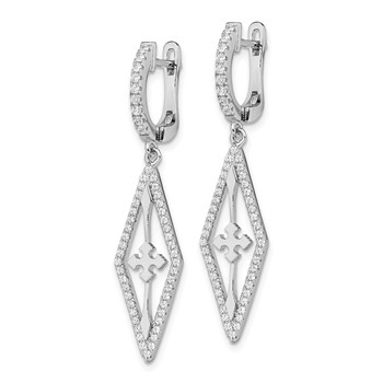 Pure Fire Sterling Silver Rhodium-plated CZ Dangle Earrings — alternate view