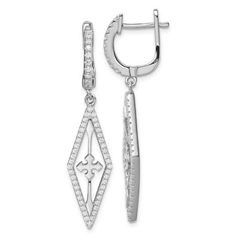 Pure Fire Sterling Silver Rhodium-plated CZ Dangle Earrings