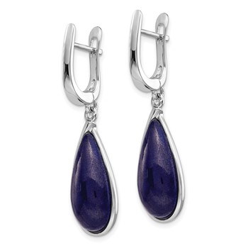 Sterling Silver Rhodium-plated Lapis Teardrop Hinged Earrings — alternate view