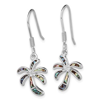 Sterling Silver Rhodium-plated Abalone Palm Tree Earrings — alternate view