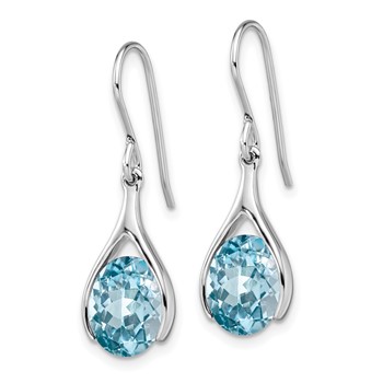 Sterling Silver Rhodium-plated Blue Topaz Shepherds Hook Earrings — alternate view