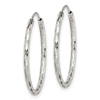 Sterling Silver Diamond Cut 1.5x24mm Endless Hoop Earrings — alternate view