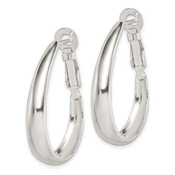 Sterling Silver Polished Omega Back Hoop Earrings — alternate view