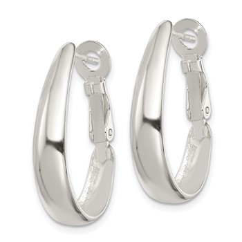 Sterling Silver Polished Omega Back Hoop Earrings — alternate view