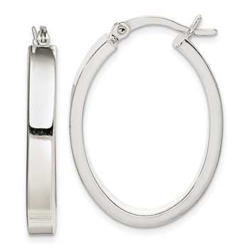 Sterling Silver Polished 4mm Oval Hoop Earrings