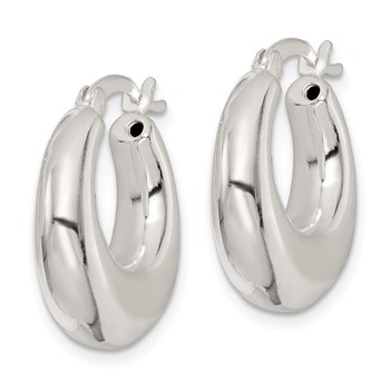 Sterling Silver Polished & Tapered Round Hoop Earrings — alternate view