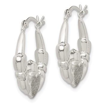 Sterling Silver Polished & Laser Cut Claddagh Hoop Earrings — alternate view
